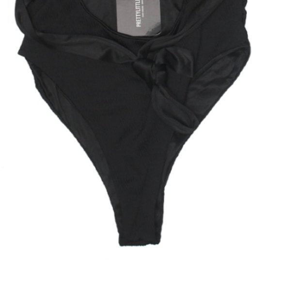 Black Crinkle Cut Out Belted Swimsuit - NWT - Picture 10 of 12